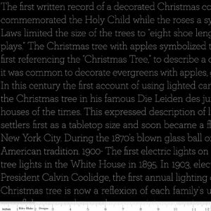 Classic Christmas History of the Tree Text Black – J. Wecker Frisch – Riley Blake Designs – Christmas Quilt Fabric