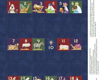 Tara Reed Come Let Us Adore Him Advent Calendar Fabric Panel – Riley Blake Designs – 24&quot; x 43&quot; – 100% Cotton Christmas Panel