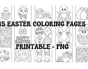 15 pages à colorier pour Pâques pour les enfants à imprimer PNG