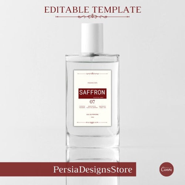 Modèle d'étiquette de parfum professionnel modifiable - Design personnalisable à imprimer soi-même