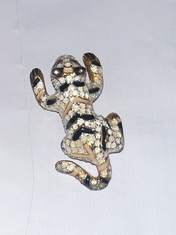 Vintage 1980s Enamel and glass bead tiger