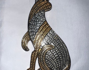 Vintage Egyptian Revival Park Lane Cat Broche goud- en zilverkleurig