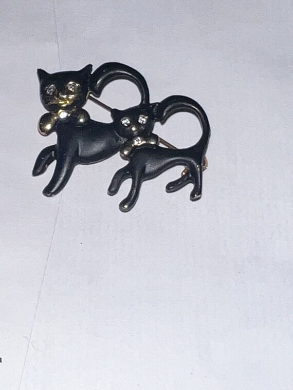 Black Cat and Kitten Brooch - image 2