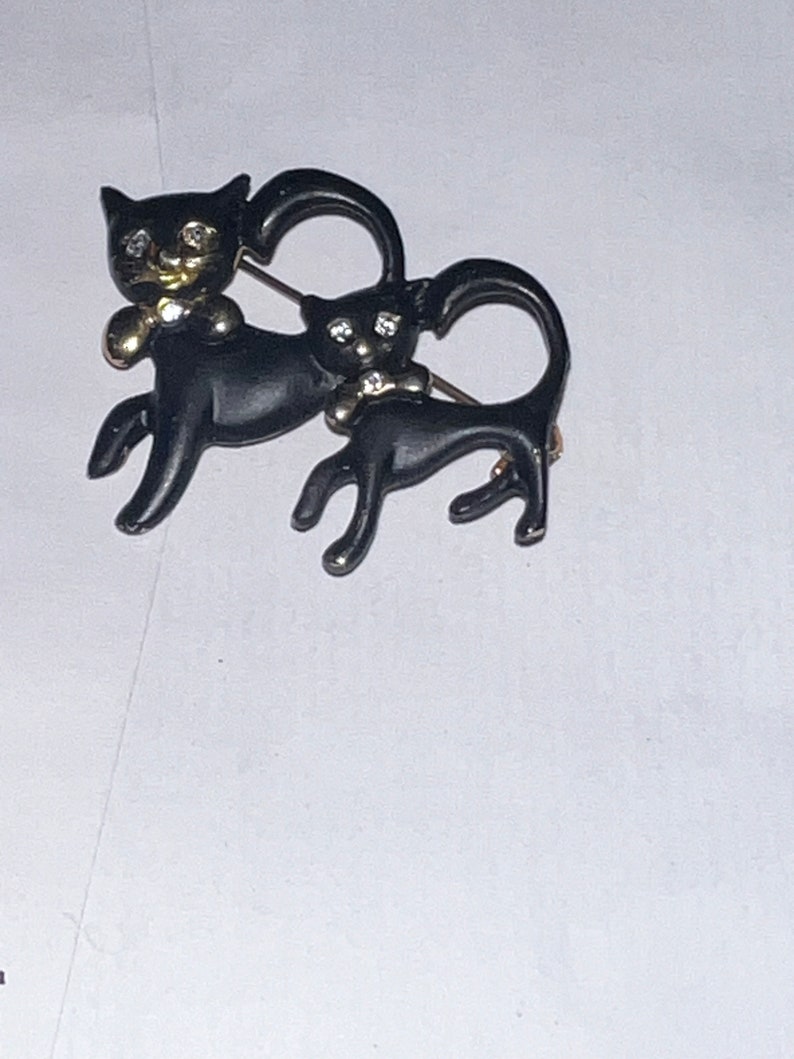 Black Cat and Kitten Brooch zdjęcie 2