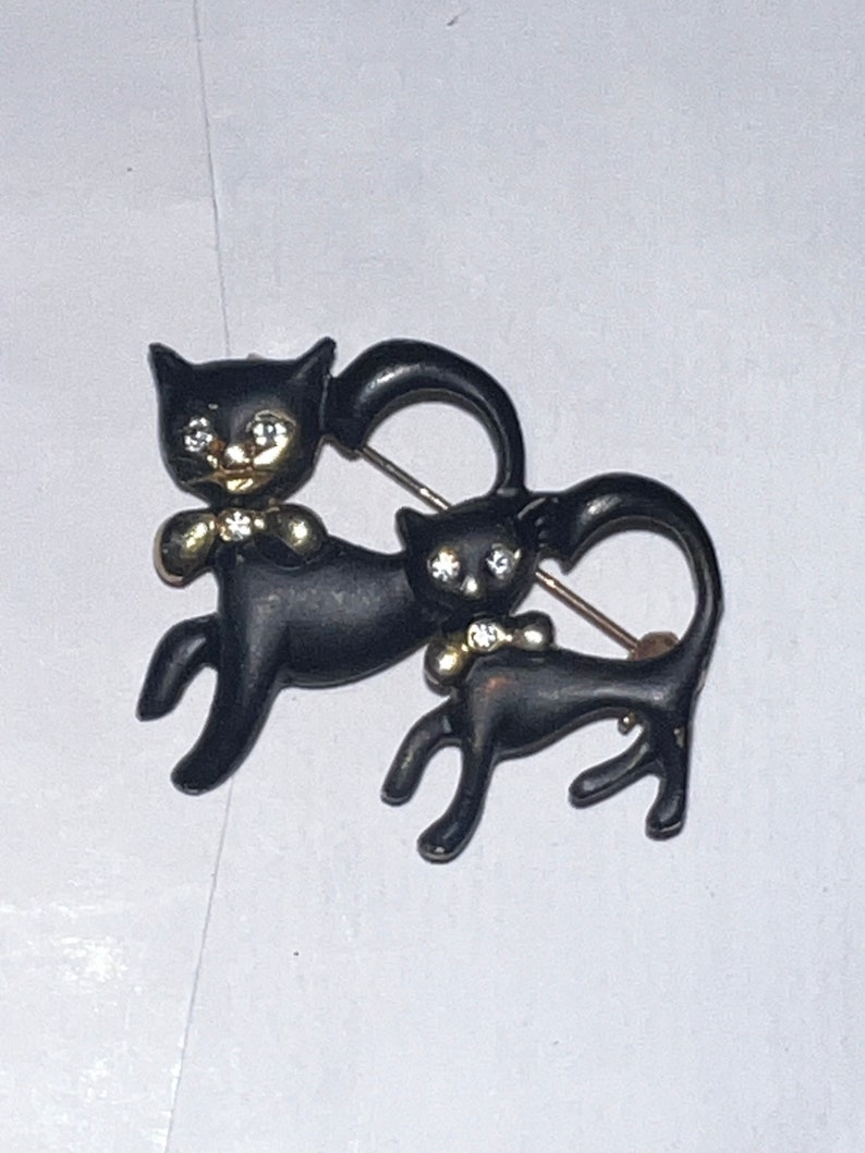 Black Cat and Kitten Brooch zdjęcie 1