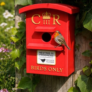 UK Postbox Bird Box | Unique Birdhouse for Gardens & Bird Lovers | Bird House | Garden Decor | Quirky Bird Gift | Christmas Idea
