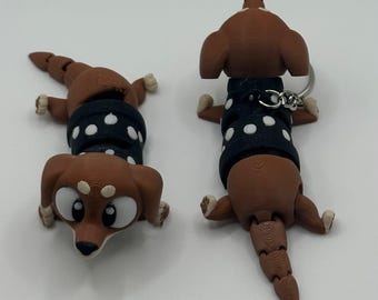 3D Printed Flexi Sausage Dog | Dachshund Fidget Toy | Cute Desk Buddy | Keychain | Keyring Gift for Dog Lovers