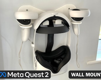 Meta Quest 2 Wall Mount | VR Headset Holder | Controller Hook | Game Storage Solution