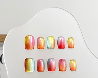 Dopamine color boutique nails/Party Press Nails/Nail Chips/Wedding Nail Gifts/Japanese Nails/Long Nails/Almond Nails