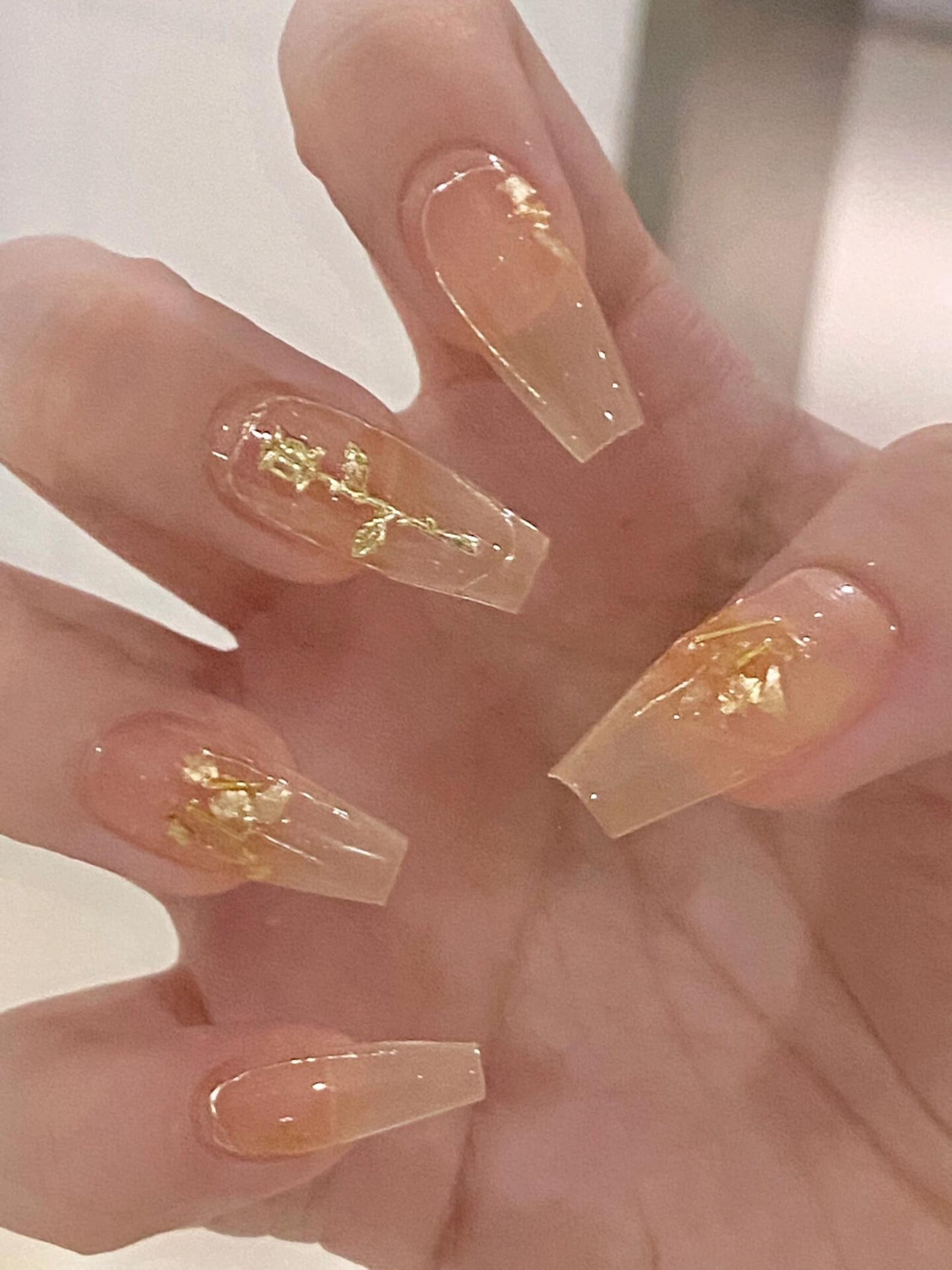 Gold Foil Champagne Rose Wearable Nails, Exclusively for the