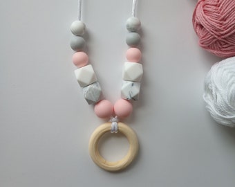 Borstvoedingsketting roze marmer