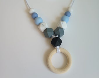 Breastfeeding Nursing Necklace Blue Marble