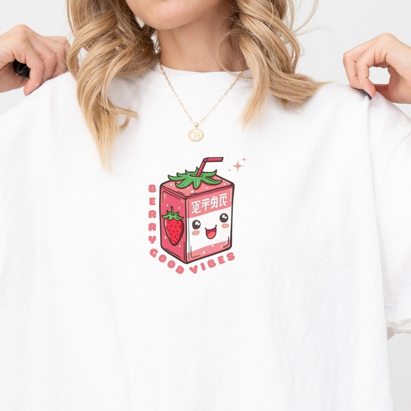 Kawaii Juice Box T-shirt | Cute Japanese Streetwear Tee | Harajuku Clothing | Pastel Grunge Clothes | Aesthetic Pop Culture Gifts From Japan