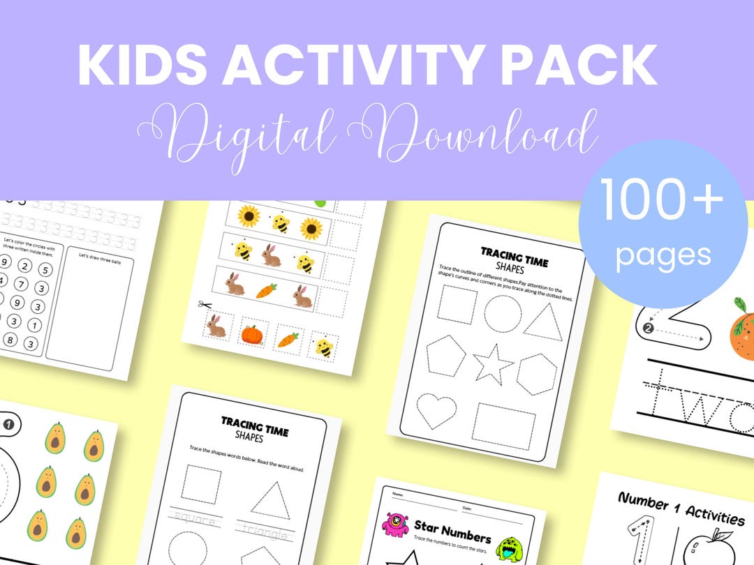 Activity Pack Pages Kids Activity Pack: 100+ Pages of Games and Puzzles (digital Download ...