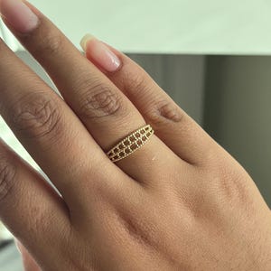 14K Solid Gold Beaded Ring - Minimalist Stackable Ball Band