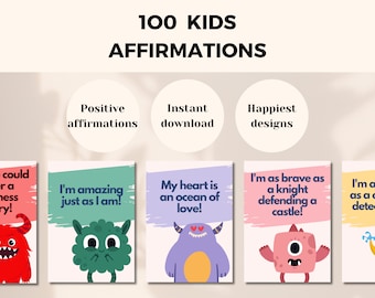 Positiva affirmationer för barn, set med 100 kort för barn med vacker design och upplyftande positiva affirmationer