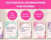 Positive Affirmation Cards for Women, Affirmation Cards Digital Deck, Mindfulness and Motivational Cards with Free Daily Journal