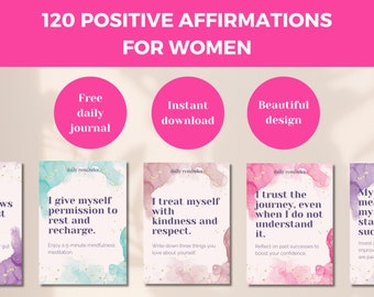 Positive Affirmation Cards for Women, Affirmation Cards Digital Deck, Mindfulness and Motivational Cards with Free Daily Journal