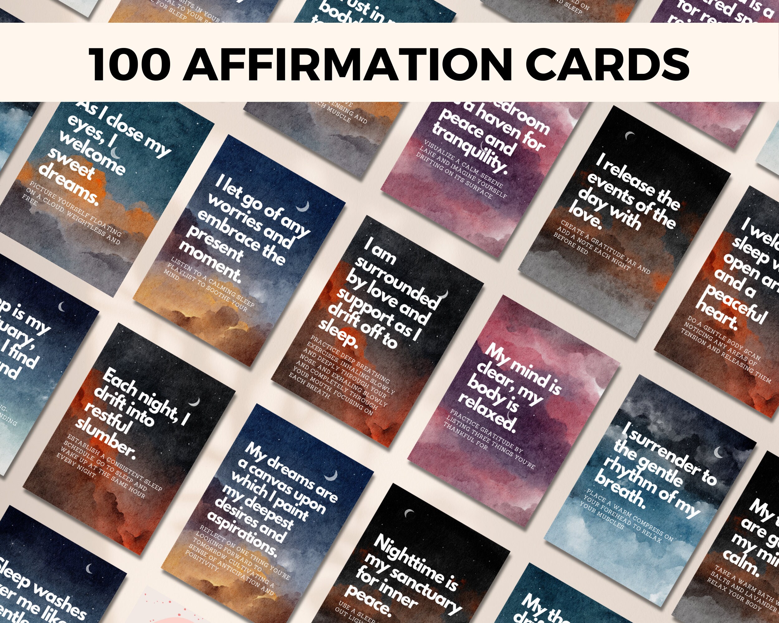 Sleep Positive Affirmation Cards, Printable Positive Affirmations for ...