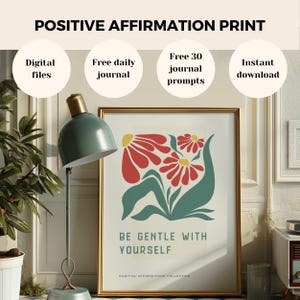 Motievenposter Wees lief voor jezelf, Matisse-retroprint, digitale print met gratis dagboek en 30 dagboekaanwijzingen