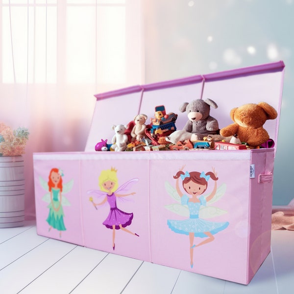 Toy Box for Girls, Extra Large Collapsible Sturdy Storage Bin with Lids