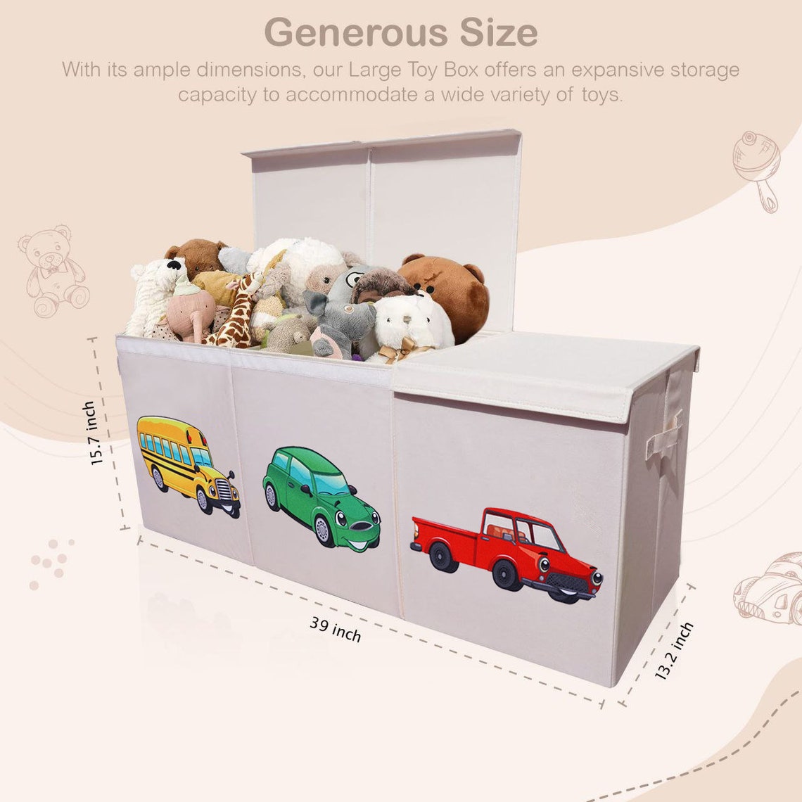 Toy Box for Boys, Extra Large Collapsible Sturdy Storage Bin With Lids ...