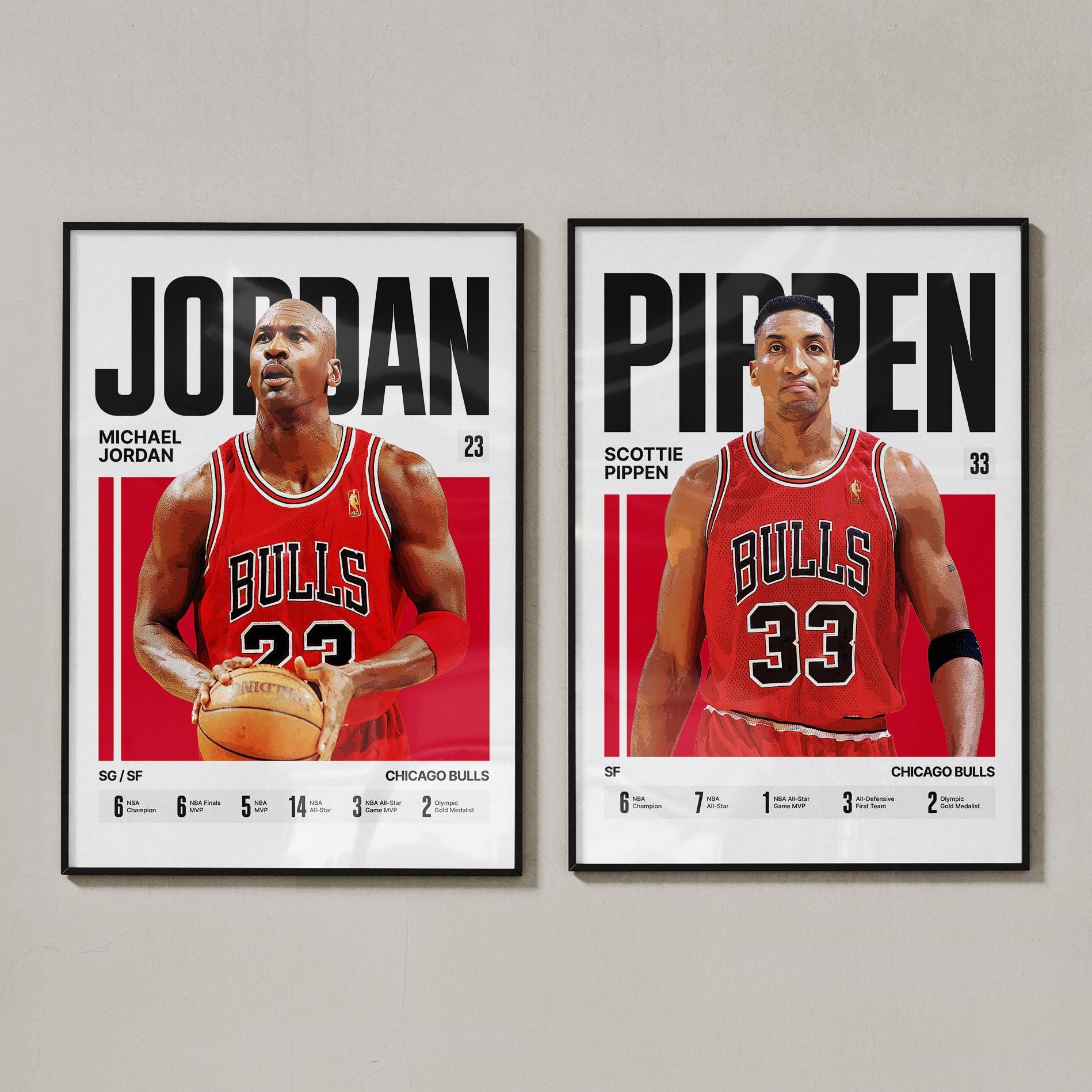 Chicago 90s Basketball Legends Poster Set Jordan, Pippen Wall Art (Digital Download)