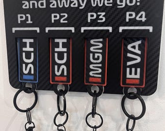 Llavero de carreras de F1 con 4 llaveros personalizados / Regalo de automovilismo