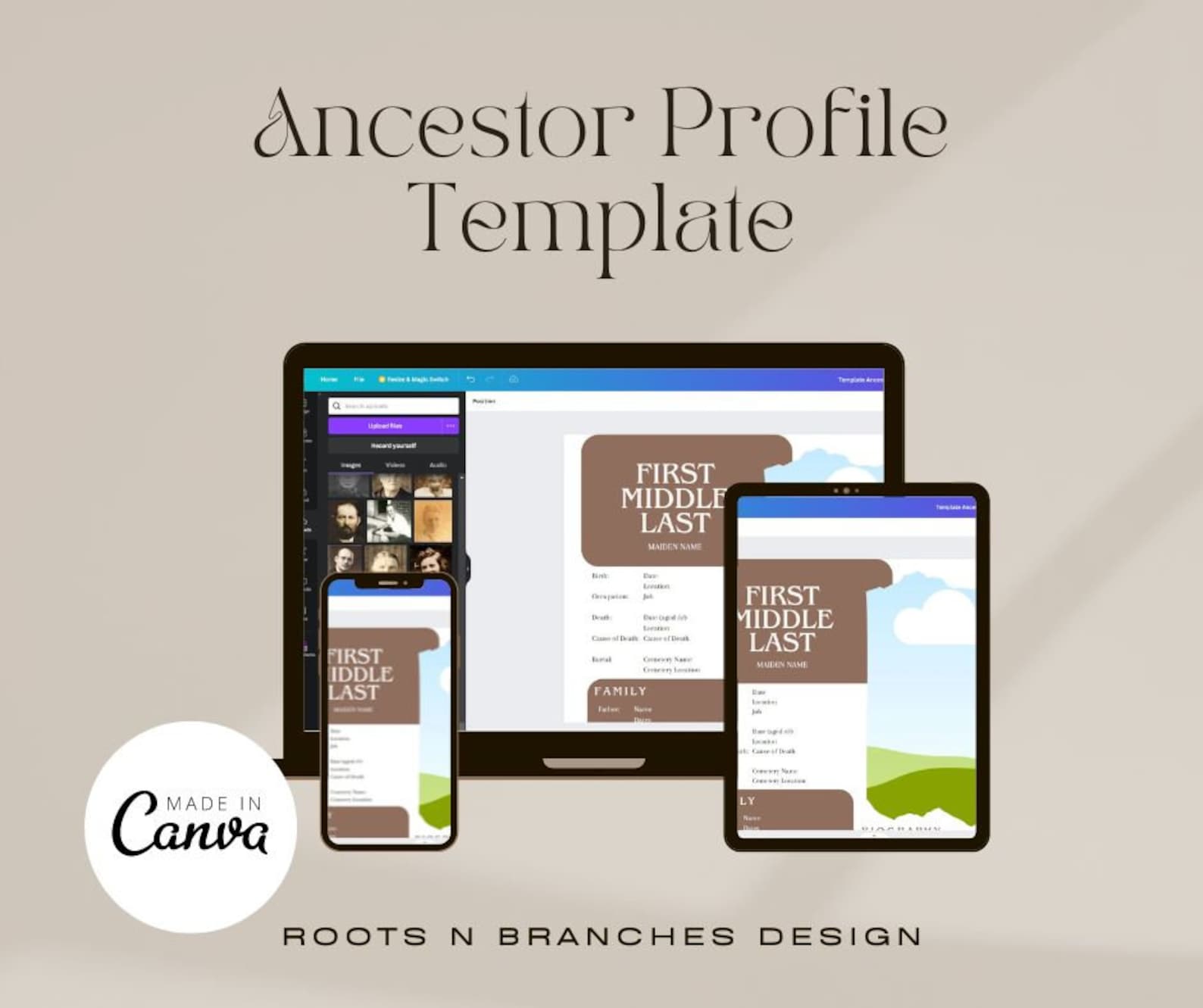 Ancestor Profile Canva Template - Etsy