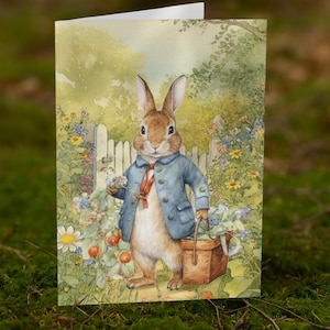 Peter Rabbit Card, Cottagecore Greeting Card, Vintage Style Bunny Card, Illustrated Garden Card, Nature Birthday Card, Animal Stationery