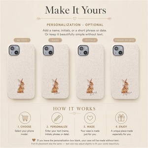 Personalization options for bow bunny phone case — name, initials, or phrase