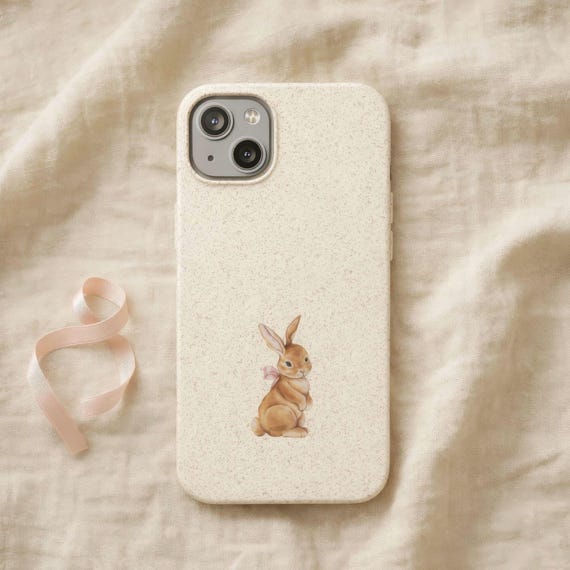 Personalized Storybook Rabbit Phone Case – Cute Biodegradable Cottagecore Case, Sweet Bunny Gift for Her
