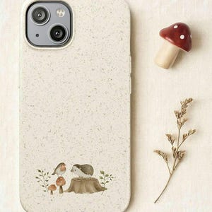 Cute Hedgehog Phone Case for iPhone & Samsung, Cottagecore Woodland Cover, Biodegradable Nature Lover Gift, Personalized or Plain
