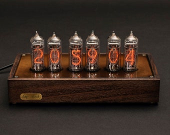 Nixie tube clock IN-14 Tubes on 6 lamp Beech