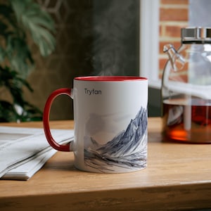 Tryfan Mug | Wales Mountain Gift | 11oz Ceramic Coffee Cup | Hiker Present | Snowdonia Walking Souvenir | Climber Landscape Art
