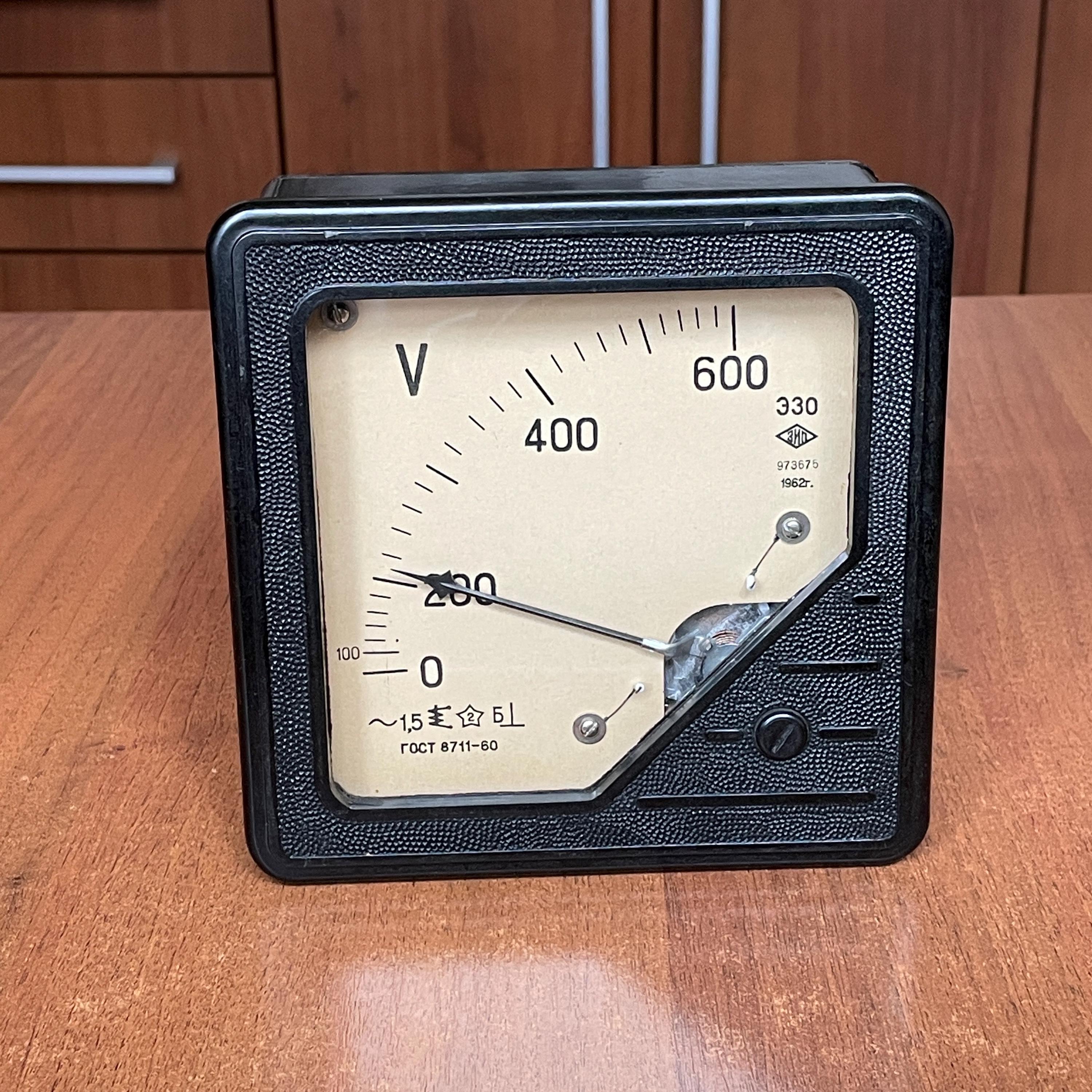 1962 Large industrial voltmeter Steampunk Decor