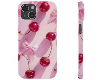 Kirschen & Schleifen ästhetik iPhone 15 Hülle