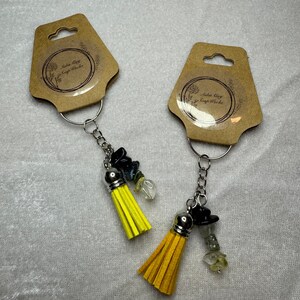 Happy- citrine, jasper, blue goldstone with  a yellow tassel