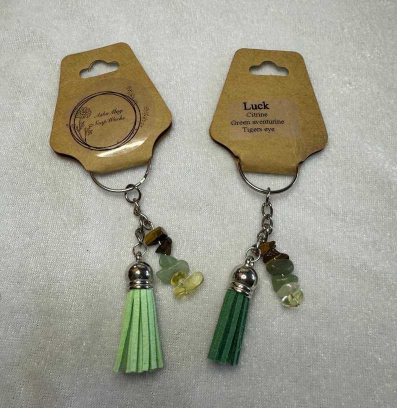Luck- citrine, green aventurine, tigers eye and a green tassel