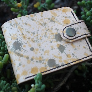 Handmade Leather Wallet with Color Splashes and Exterior Coin Purse – Hand-Dyed Leather, Unique and Handcrafted Design