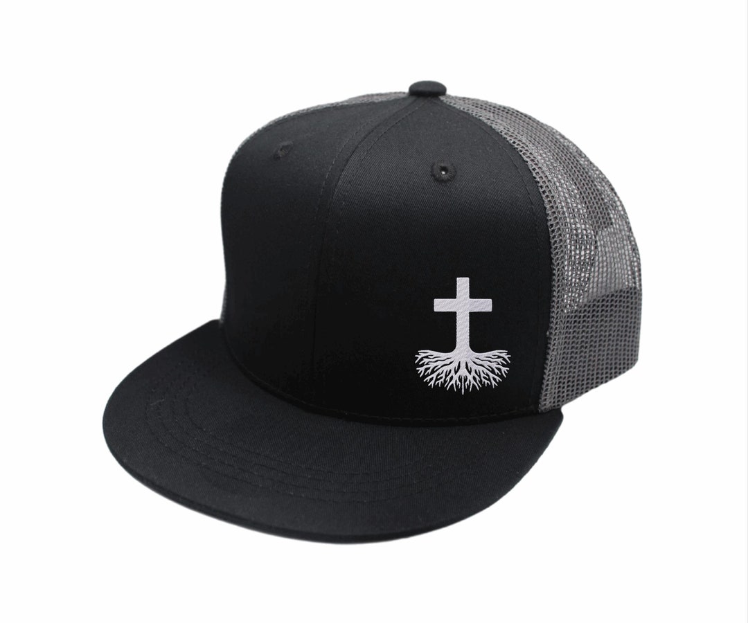 Kids Christian Cross Roots Trucker Flat Bill Adjustable Hat Christian ...