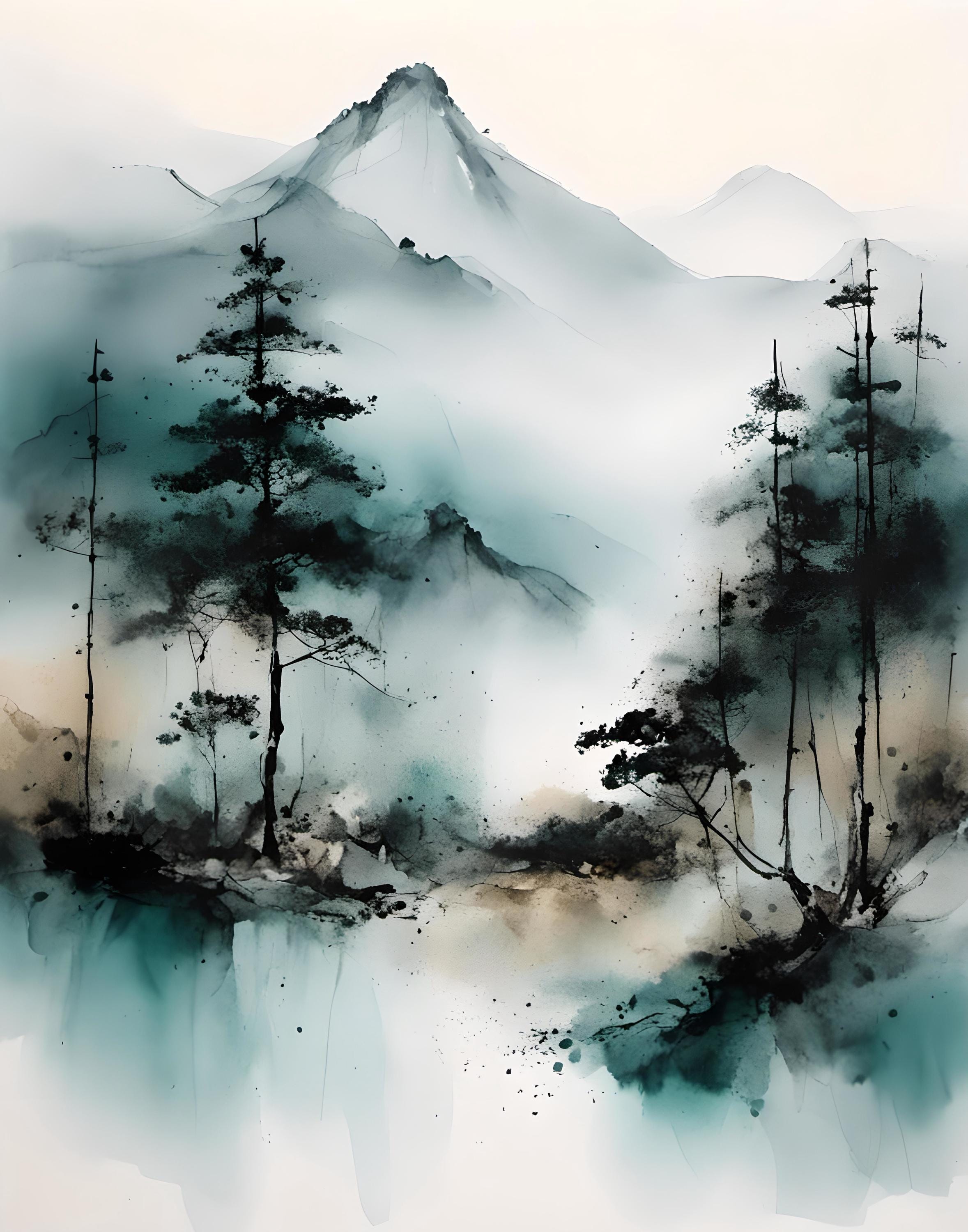 黒水墨画 - Etsy 日本