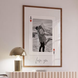 Custom Playing Wedding Cards Photo Print, Personalized Custom Valentine's Day Gift For Her, Ace of My Heart Wall Art Couples Wall Art