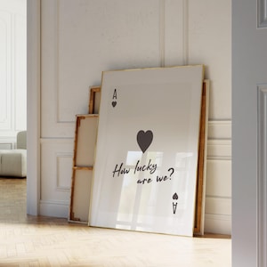 Trendy Ace of Hearts Wall Art, Coastal Cowgirl Print, How Lucky Are We Poster, Black Playing Card Poster, Trendy wall art, Aesthetic Print