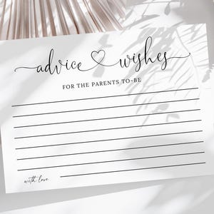 Carte conseil bébé minimaliste, conseils aux parents, panneau conseil bébé moderne, carte conseil bébé, jeu baby shower, jeux baby shower