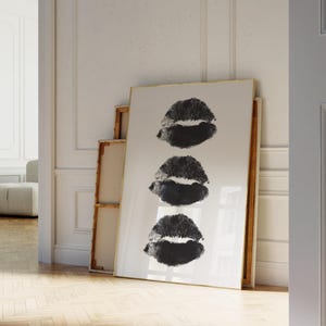 Black Lips Wall Art, Y2k Wandkunst, Vogue Poster, Trendy Lipstick Kisses Druck, Mundküsse Poster, Digitales Poster, Y2k funky Wandkunst