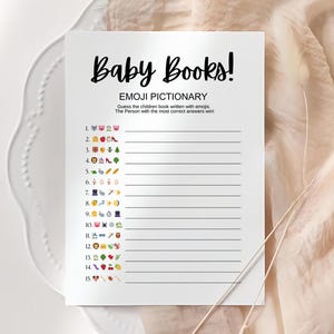 Babyshower Emoji Pictionary-spel, babyshower emoji-spel, genderneutraal, babyshowerspel, direct downloaden, afdrukbare baby-emojifoto