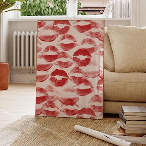 Küsse Druck, Coquette Poster, Lippenstift Druck, Trendige Wandkunst, Französischer Kuss Druck, Y2K Wandkunst, Kuss Wandkunst, Wohnungsdekor