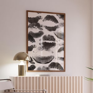 Black Lips Wall Art, Y2k Wandkunst, Vogue Poster, Trendy Lipstick Kisses Druck, Mundküsse Poster, Digitales Poster, Y2k funky Wandkunst
