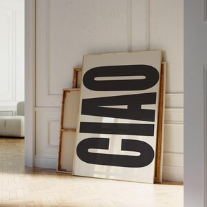 Black Ciao Poster, Italian Retro Poster, Trendy Wall art, Quote Poster, Living Room Wall Decor, Ciao, Gallery Wall Art, Y2k wall art